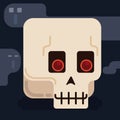 Tender Skull in Flat Style with Ghosts Around it, Vector Illustration