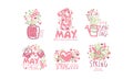 Tender Spring Labels and Logos with Original Design Concept Vector Set