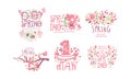 Tender Spring Labels and Logos with Original Design Concept Vector Set