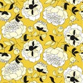 Tender spring peonies seamless pattern