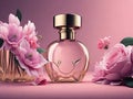 Tender stylish perfume composition bottles. ai generative