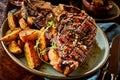 Tender thick succulent barbecued T-bone steak