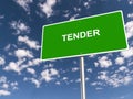 tender traffic sign on blue sky Royalty Free Stock Photo