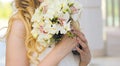 Tender wedding bouquet closeup