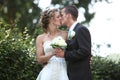 Tender wedding kiss Royalty Free Stock Photo