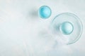Tender white blue Easter decoration, painted Easter eggs. Copy s Royalty Free Stock Photo