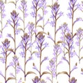 Tenderness violet exotic flowers seamless pattern.