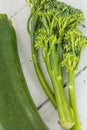 Tenderstem Broccoli and a Single Courgette Royalty Free Stock Photo