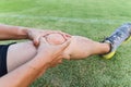 Tendon knee joint problems on Man leg Royalty Free Stock Photo