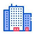 Tenement House Skyscraper Vector Thin Line Icon