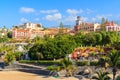 A view of luxury hotels on El Duque beach on southern coast of Tenerife, Canary Islands, Spain Royalty Free Stock Photo