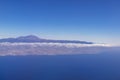 Tenerife - Panoramic airplane view on the volcano mountain peak Pico del Teide on Ternerife, Spain, Europe Royalty Free Stock Photo