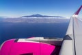 Tenerife - Panoramic airplane view on the volcano mountain peak Pico del Teide on Ternerife, Spain, Europe Royalty Free Stock Photo