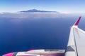 Tenerife - Panoramic airplane view on the volcano mountain peak Pico del Teide on Ternerife, Spain, Europe Royalty Free Stock Photo