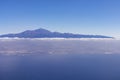 Tenerife - Panoramic airplane view on the volcano mountain peak Pico del Teide on Ternerife, Spain, Europe Royalty Free Stock Photo