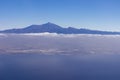 Tenerife - Panoramic airplane view on the volcano mountain peak Pico del Teide on Ternerife, Spain, Europe Royalty Free Stock Photo