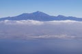 Tenerife - Panoramic airplane view on the volcano mountain peak Pico del Teide on Ternerife, Spain, Europe Royalty Free Stock Photo