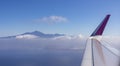 Tenerife - Panoramic airplane view on the volcano mountain peak Pico del Teide on Ternerife, Spain, Europe Royalty Free Stock Photo