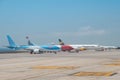 Airplanes of the Airline Company Thomas Cook Tui and Norwegian and on airport