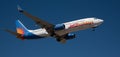 Jet2 Airlines flies in the blue sky. Landing at Tenerife Airport Royalty Free Stock Photo