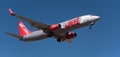 Jet2 Airlines flies in the blue sky. Landing at Tenerife Airport Royalty Free Stock Photo