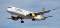 Tenerife, Spain January 13 st, 2024. Airbus A321-211 Condor Airlines flies in the blue sky