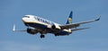 Tenerife, Spain January 13 st, 2024. Boeing 737-8AS Ryanair Airlines flies in the blue sky