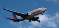 Jet2 Airlines flies in the blue sky. Landing at Tenerife Airport Royalty Free Stock Photo