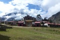 The Tengboche monastery with clouds, Everest Base Camp trek, Nepal Royalty Free Stock Photo