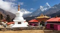 Tengboche Monastery with stupa and mount Everest Royalty Free Stock Photo