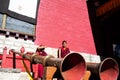 The monks during the Mani Rimdu festival in Tengboche Monastery, Nepal