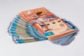 Tenge on white background. Kazakh money. Banknotes tenge. Money Kazakhstan Tenge