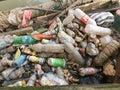 Tenggarong Indonesia, Januari 2021, plastic trash garbage clogging the sewer, causing flood, environmental pollution
