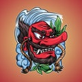 Tengu Japanese Doll Illustration