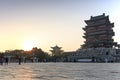 Tengwang Pavilion in Nanchang at sunset with many tourists visiting the place Royalty Free Stock Photo