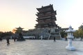 Tengwang Pavilion in Nanchang at sunset with many tourists visiting the place Royalty Free Stock Photo