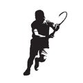 Tenis player, isolated vector silhouette, ink drawing. Individual sport