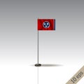 Tennesee vector flag template. Waving Tennesee flag on a metallic pole, isolated on a gray background. Royalty Free Stock Photo