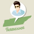 Tennessee map with elvis presley icon. Vector illustration decorative design