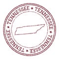 Tennessee round rubber stamp with us state map.