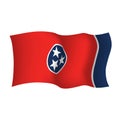 Tennessee state waving flag. Vector illustration of Tennessee state flag, USA