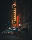 Tennessee Theatre vintage sign at night, Knoxville, Tennessee Royalty Free Stock Photo