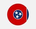 Tennessee USA Round State Flag. TN, US Circle Flag