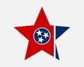 Tennessee Star Flag. TN USA Five Point Star Shape State Flag. Tennessean US Banner Icon Symbol Vector