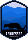 Tennessee vector label with racoon in the Great Smoky Mountains