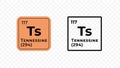 Tennessine, chemical element of the periodic table vector