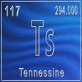 Tennessine chemical element, Sign with atomic number and atomic weight