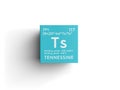 Tennessine. Halogens. Chemical Element of Mendeleev\'s Periodic Table. 3D illustration