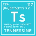 Tennessine. Halogens. Chemical Element of Mendeleev\'s Periodic Table. 3D illustration