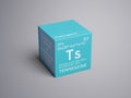 Tennessine. Halogens. Chemical Element of Mendeleev\'s Periodic Table. 3D illustration